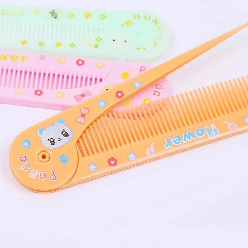 1 Pc Cute Cartoon Folding Comb for Kids Portable Pointed Tail Comb for Children Boys Girls Baby Hair Care Brushes Plastic Comb