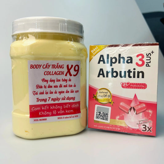 Hộp  Kem Body Cấy Trắng Collagen X9 Trắng Bật Tone , Ko Lộ Vân, Ko Bết Rít Body care Brightening Moisturizer