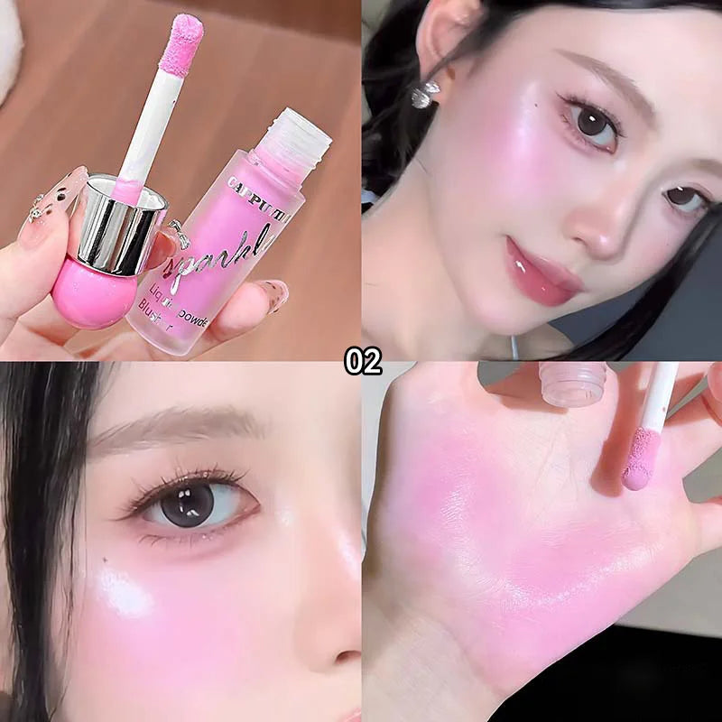 Clear and Water-like Blush Liquid, a Korean-style Sweet Girl's Energetic Blush for Daily Whitening, Naturally Breathable