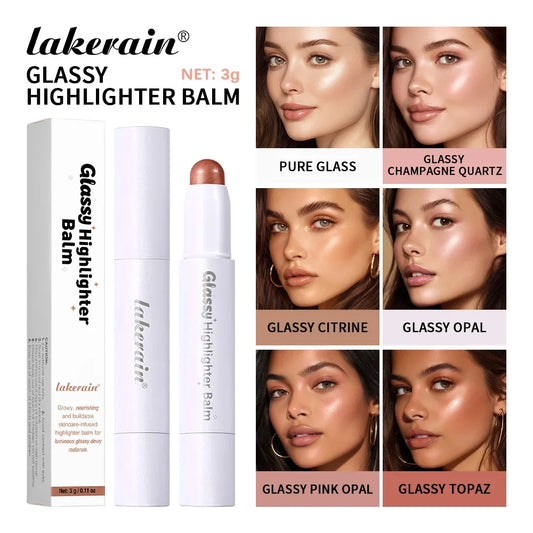 Glassy Highlighter Balm Brighten Complexion Deep Hydration Long Lasting Wear Highlighting Cream Eye Cheek Lip Body Glossy Pen