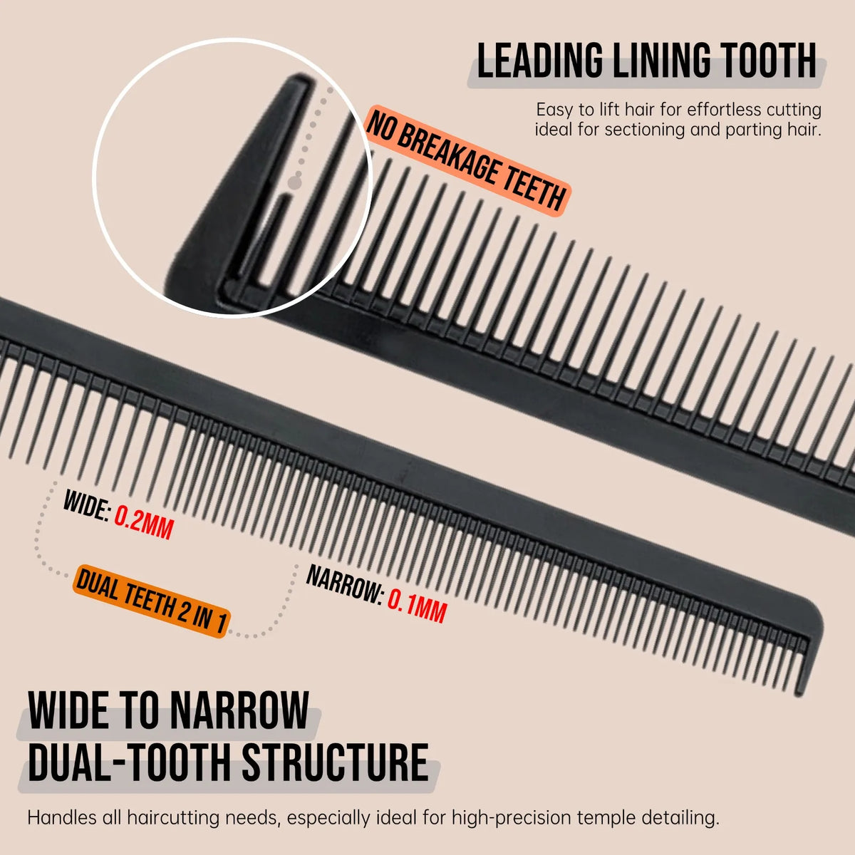 2/8PCS Pro Barber Fade Haircut Combs Anti-static Hair Clipper Combs For Men Wide Fine Tooth Taper Combs Salon Styling Tools