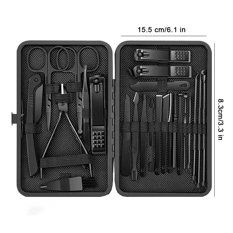8/12/15/20/24 pcs Manicure Cutters Nail Clipper Set Household Stainless Steel EarSpoon Pedicure Scissors Tool For Beauty