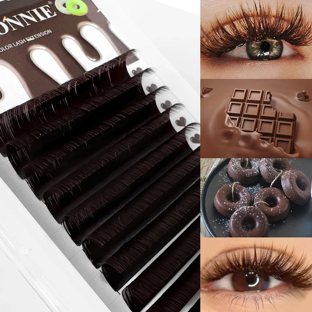 Abonnie LB Dark Brown Lashes Brown Color Classic Eyelash Extensions Foxy Eye Fluffy Individual Eyelashes