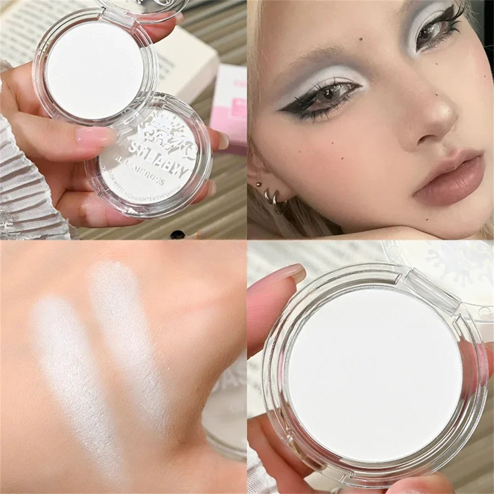 Beige White Highlighter Powder Palette Single Matte Face Brighten Contour Makeup High Gloss Eyeshadow Lying Silkworm Rouge
