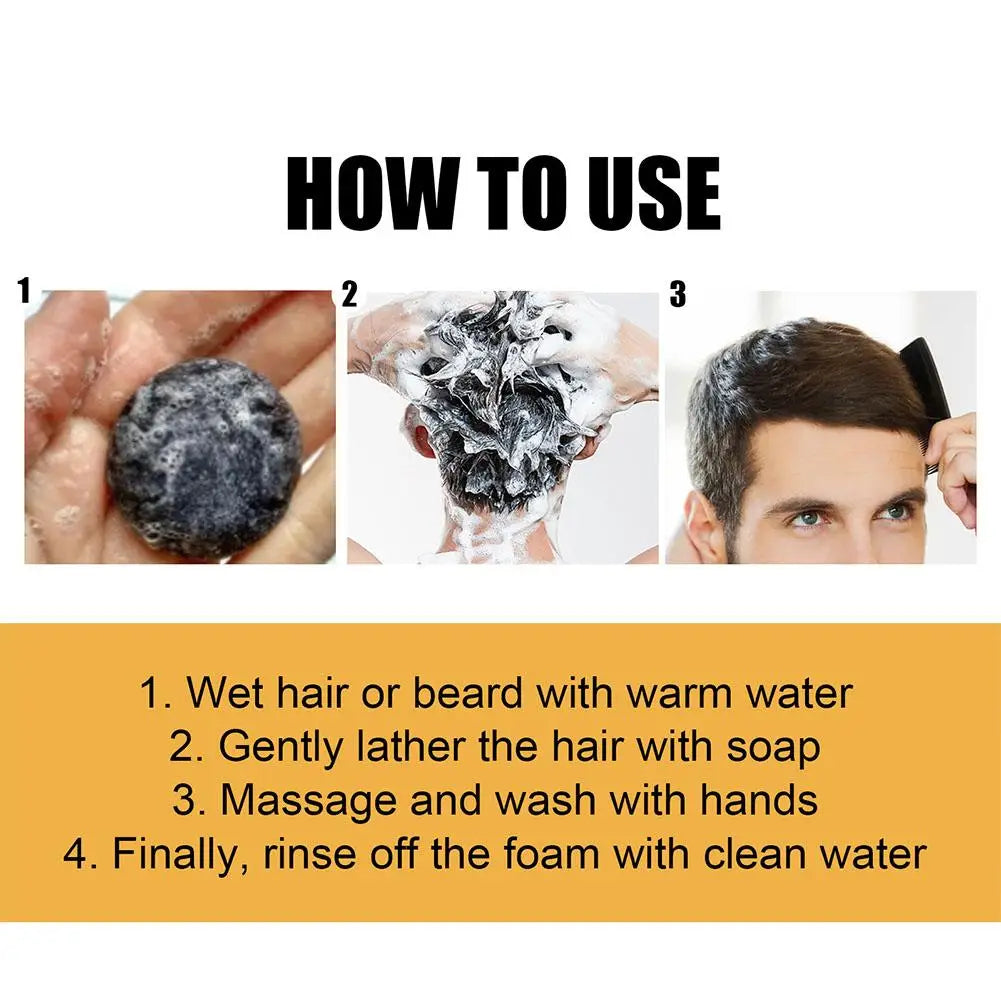 50g Soap Hair Darkening Shampoo Bar Repair Gray White Hair Color Dye Hair Shampoo Natural Grey Gloss Black Soap