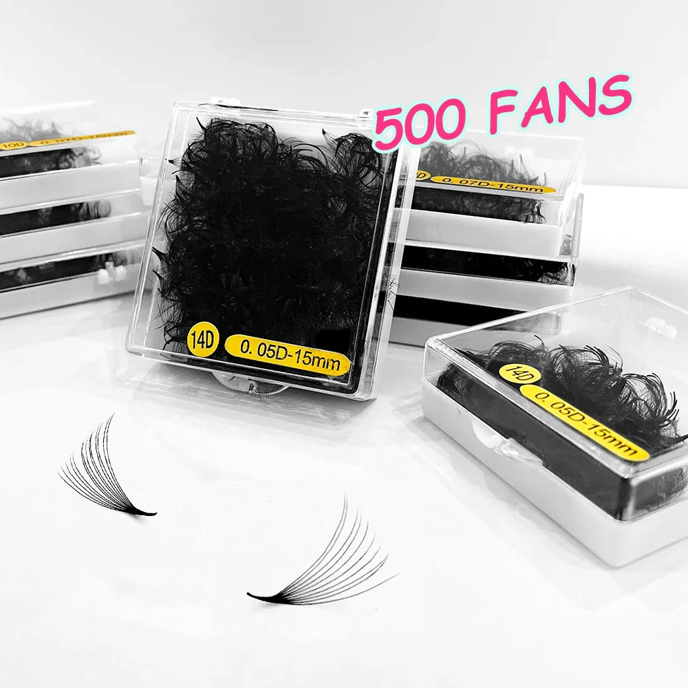 ABONNIE 500 Fans Loose Fan Lashes Extensions 6D-20D 8-18mm Pointy Base Premade Medium Stem Sharp Thin Russian Volume Eyelash