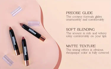8-color matte moisturizing lipstick crayons are durable, waterproof, smooth, sun-proof, and full of effect, professional makeup.