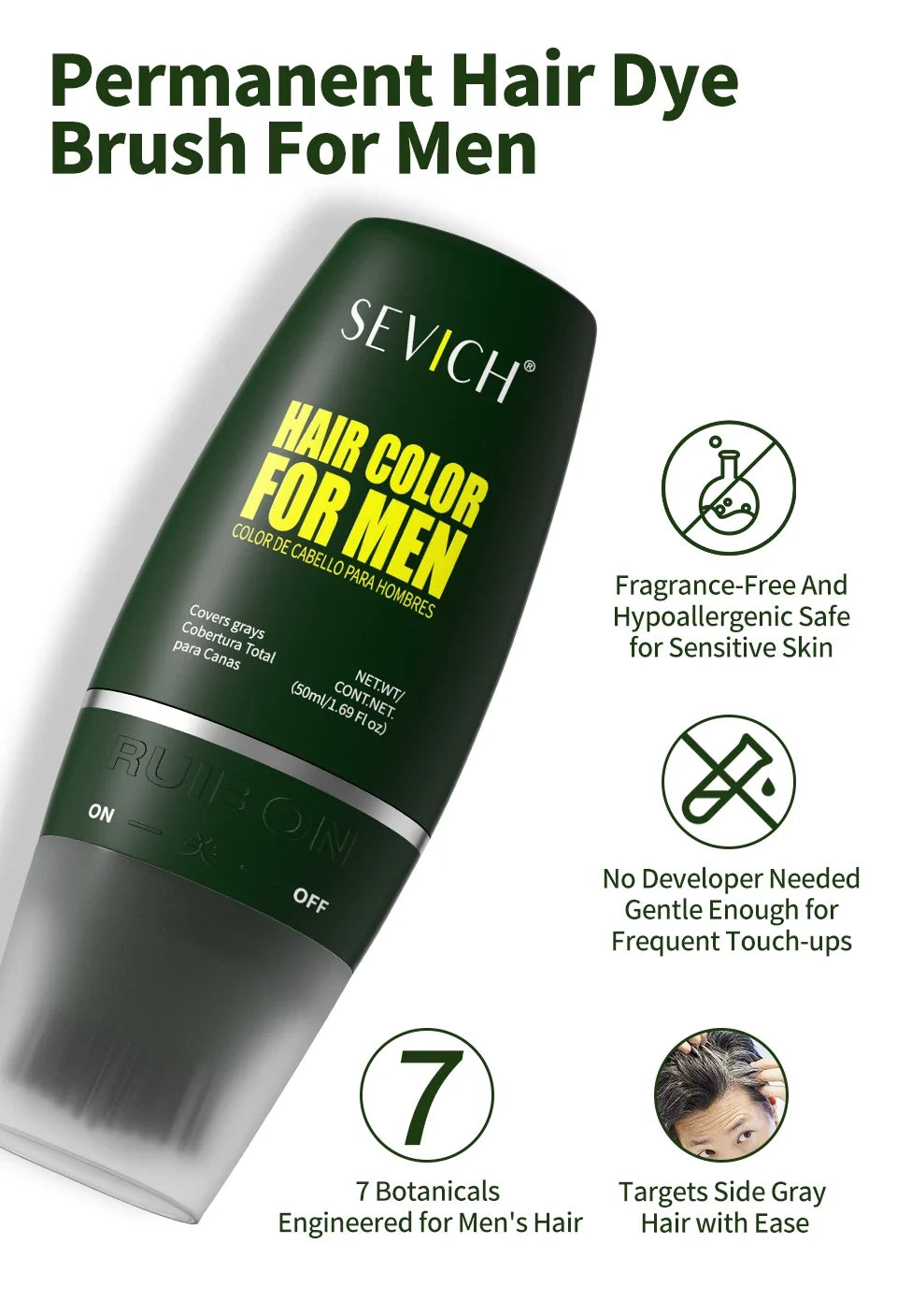 Black Hair Coloring Cream With Comb 50ml Hair Dye Shampoo Pure Plant-Based Instant Men Beard Dye Cream Covers Natural Gray Hair