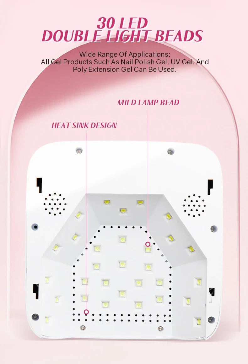 72W Cordless UV Nail Lamp Rechargeable 30 LEDs Nail Dryer with 5 Timer Settings UV Cabin Manicure Light for Nails Nail Art Tools