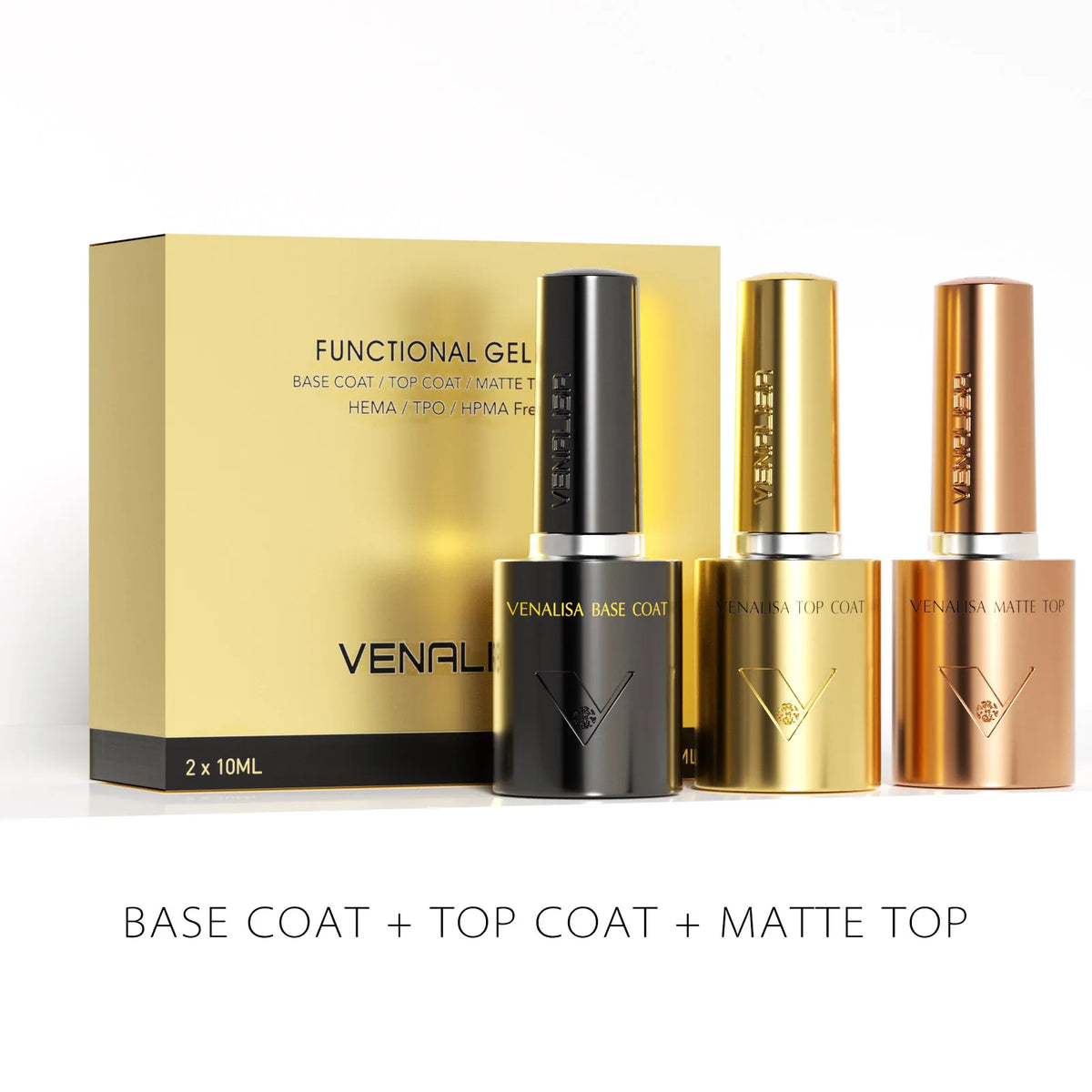 2/3/5pcs/Kit Venalisa 10ml Glossy Color Nail Gel Polish Combo HEMA FREE Long Wear Top Coat Kit Soak Off UV LED Gel Nail Manicure