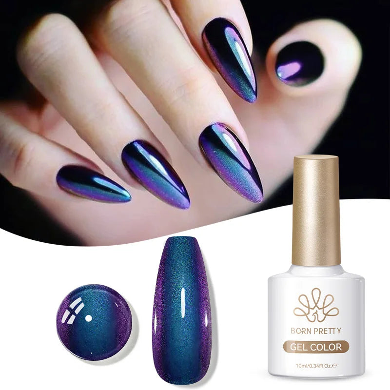 BORN PRETTY Gold Pink Cat Magnetic Gel Polish 10ml Water Light Spaking Glitter  Soak Off UV Semi Permanent Varnish Manicure