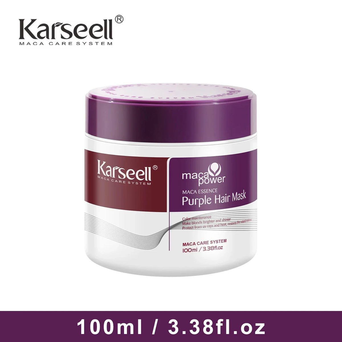 Karseell Purple Hair Mask 100ml/500ml Professional Neutralizes Brass Yellow Tones  For Blonde Silver Gray Highlighted Hair