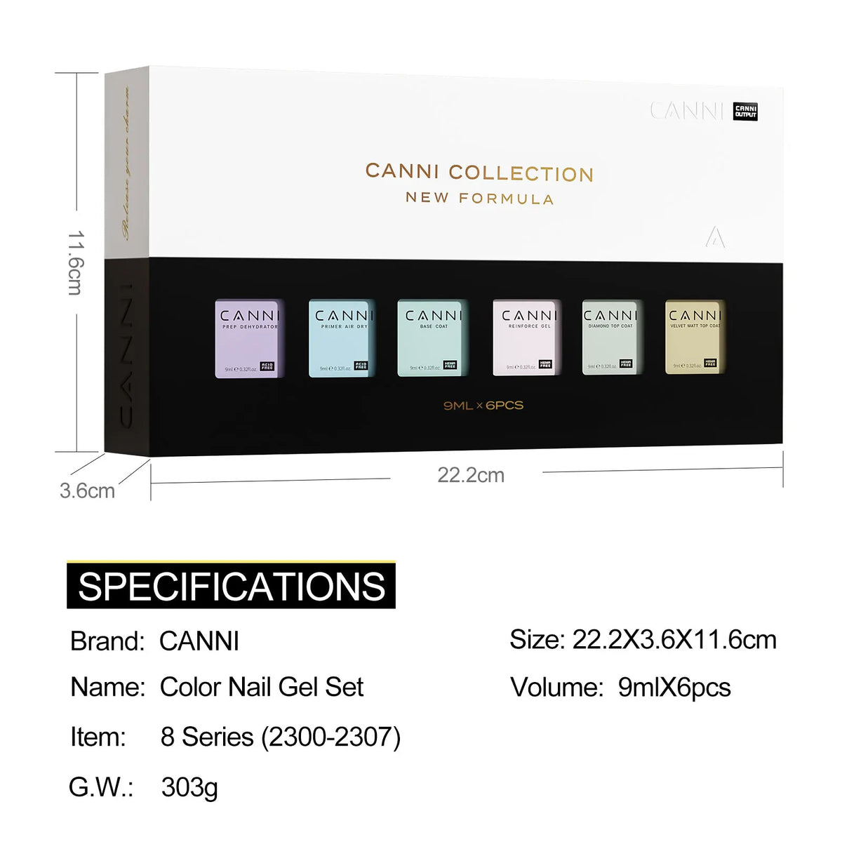 9ml CANNI CC8 HEMA FREE Nail Gel Polish Kit Nail Manicure Full Coverage Solid Color Summer Nails Soak off UV LED Nail Gel Set