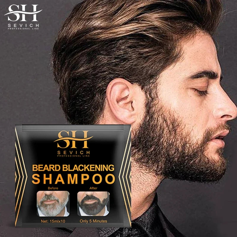 5-20PCS Natural Hair Dye Black Beard Shampoo Beard Paint Men Beard Coloring Dye 5 Minutes Temporary Blackening Moustache Shampoo