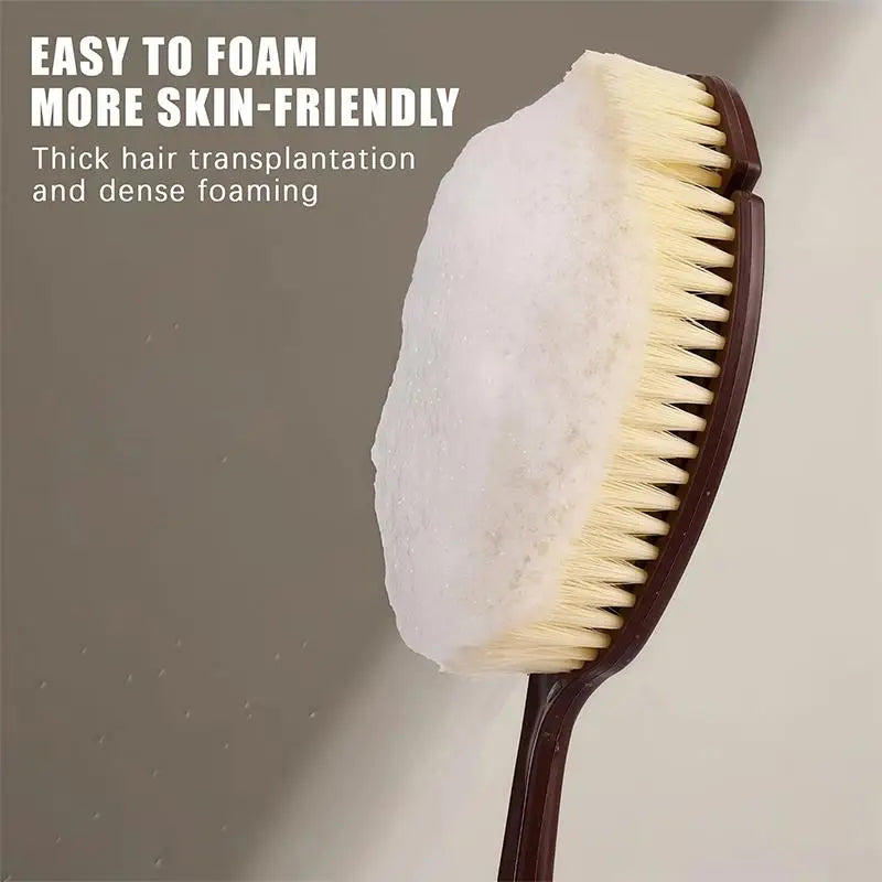 1Pcs 2‑In‑1 Long‑Handle Bath Brush Natural Coconut Bristle Back Scrubber For Wet Dry Body Massage Shower Accessories ****