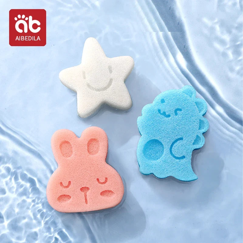 AIBEDILA Baby Duck Shape Bath Sponge Infant Shower Environmental friendly Cotton Scrub Body Bath Brushes Spa Sponge Cleaning