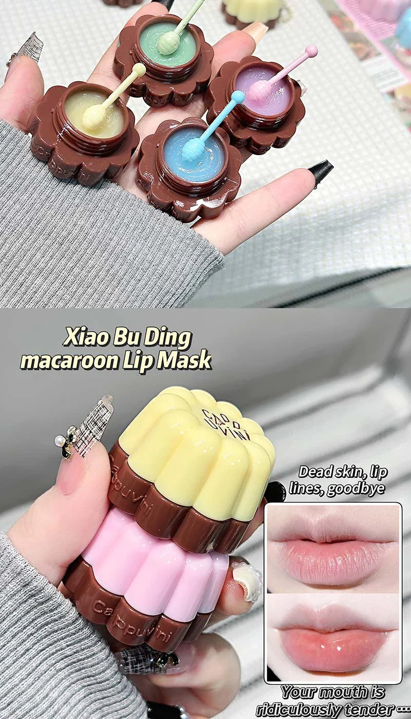 Cappuvini Macaron Fruit Flavor Lip Mask Deeply Hydrating Long-Lasting Moisturizing Soften Fine Lines Lip Care Lipstick Base