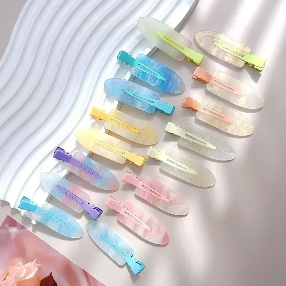 2pcs/set No Bend Hair Clips for Women Girls Acrylic Hair Styling No Crease Curl Small Pin Bang Seamless Barrettes Accessories