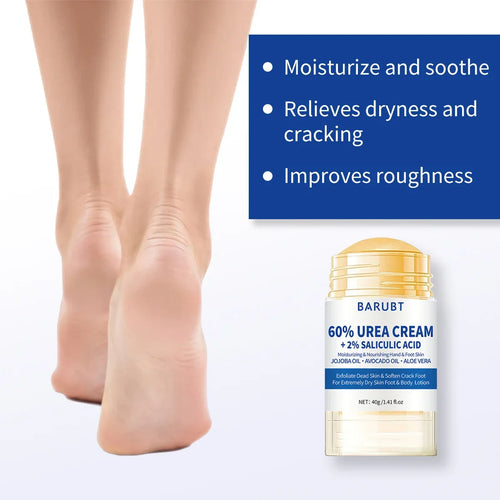 60% Urea Foot Cream Stick - Intensive Moisturizing Exfoliating, Cracked Heel Repair & Deep Hydration for Dry Rough Feet, Long-La