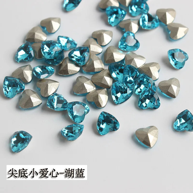 K9 100pcs 6mm Small Heart DIY for phone shell,Nail,Bag,Clothes 3D Diamond Stone Decoration Glitter Manicure Jewelry Accessories