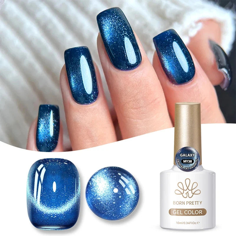 BORN PRETTY Gold Pink Cat Magnetic Gel Polish 10ml Water Light Spaking Glitter  Soak Off UV Semi Permanent Varnish Manicure