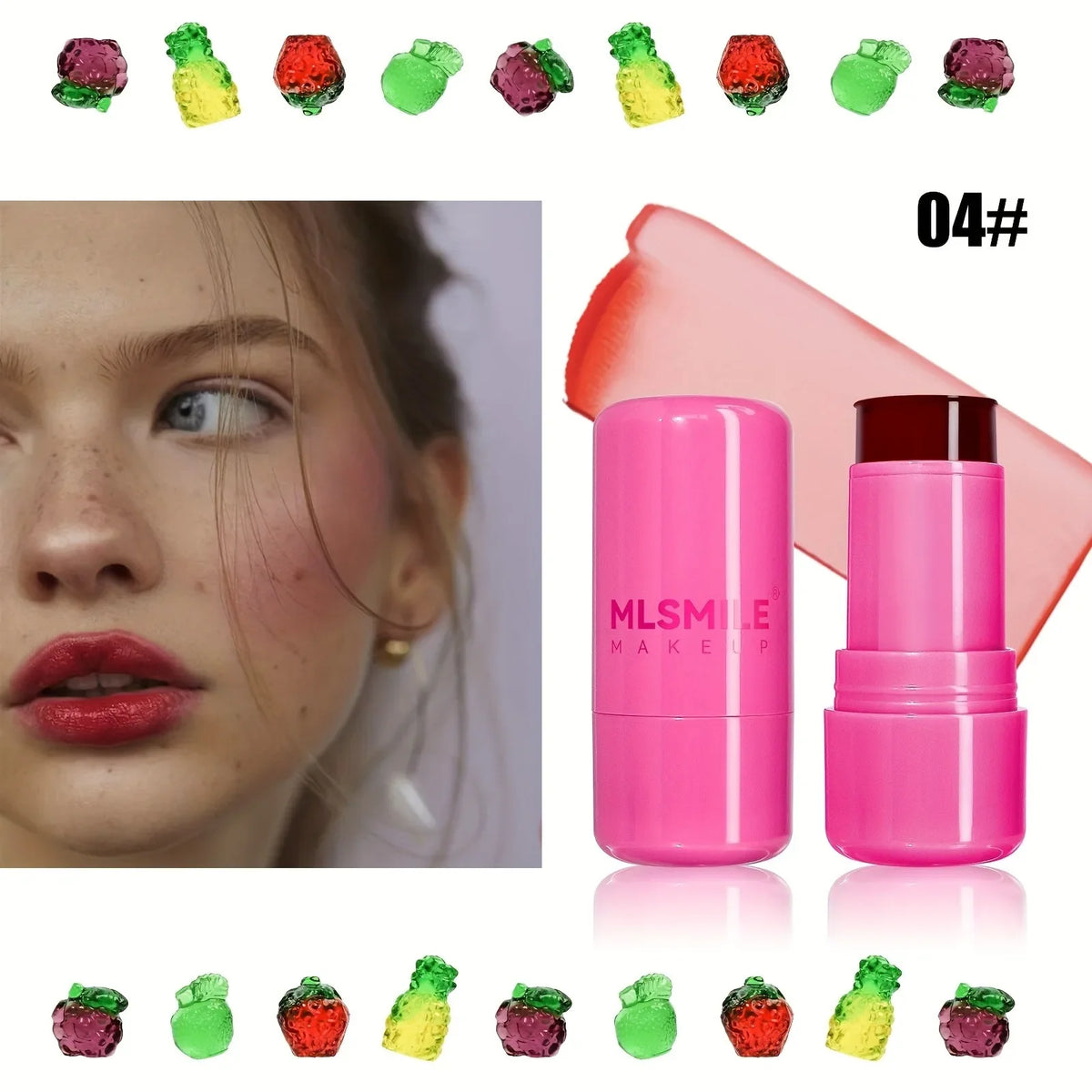 3-in-1 Jelly Powder Blusher Moisturized Long Lasting Matte 4 Color Facial Contour Rouge Brighten Lip Tin Makeup Stick
