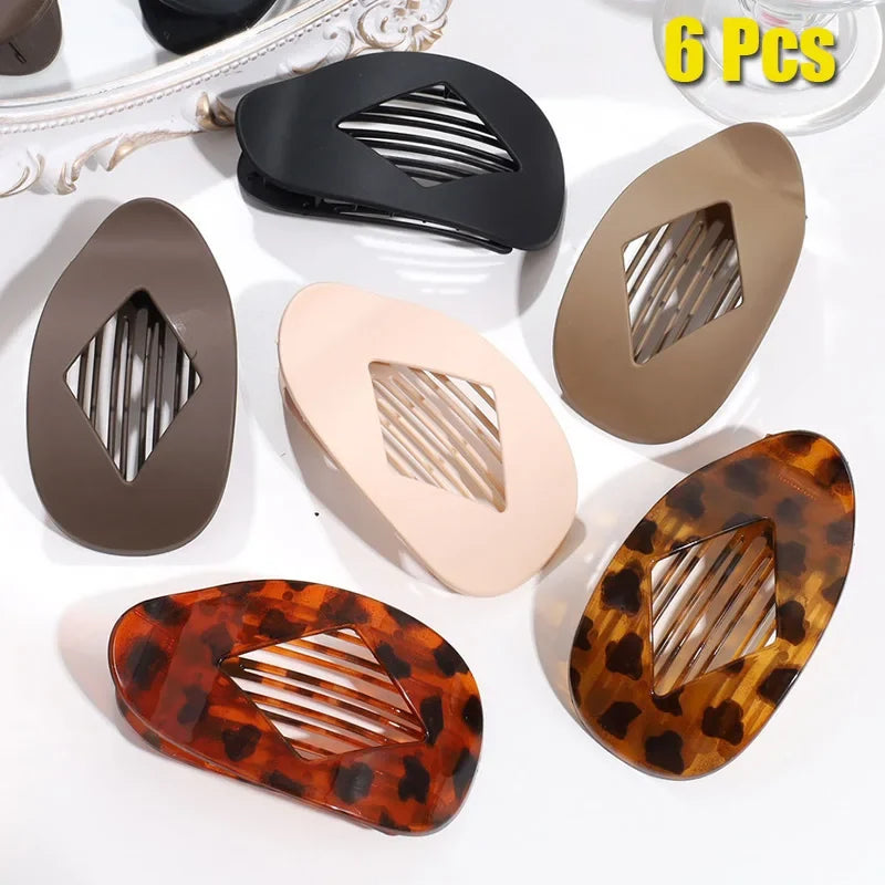 Fashion Oval Hair Claw Clip for Women New Design Leopard Matte Curved Flat Styling Barrettes Lady Ponytail Hairgrip Accessories