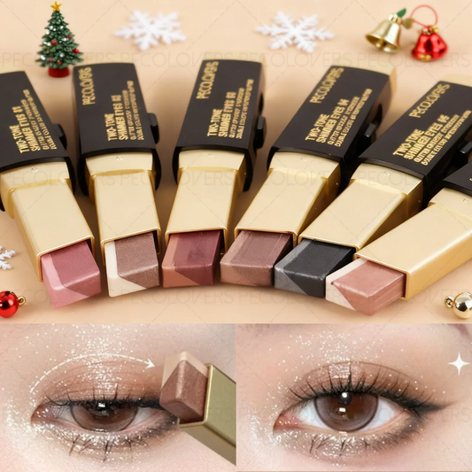 1PC Metallic Shimmer Duo Eyeshadow Stick - Pearlescent Matte, Multiple Color Options, Nude Makeup, Perfect for Christmas Makeup