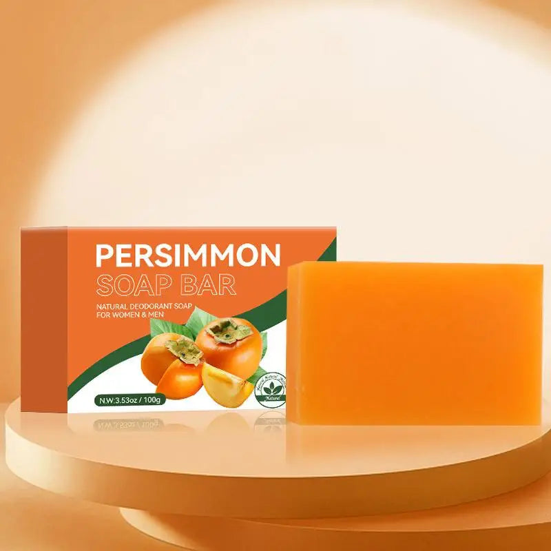 100/200G Persimmon Soap Bar for Body Odor Removal, Handmade Persimmon Green Tea Soap for Face and Body Wash Gentle Deodorant Bar