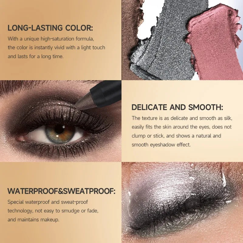 1pc Green Eyeshadow Stick Smoky Eyeshadow Pencil High Gloss Pearlescent Shadow Sticks Waterproof Stage Makeup
