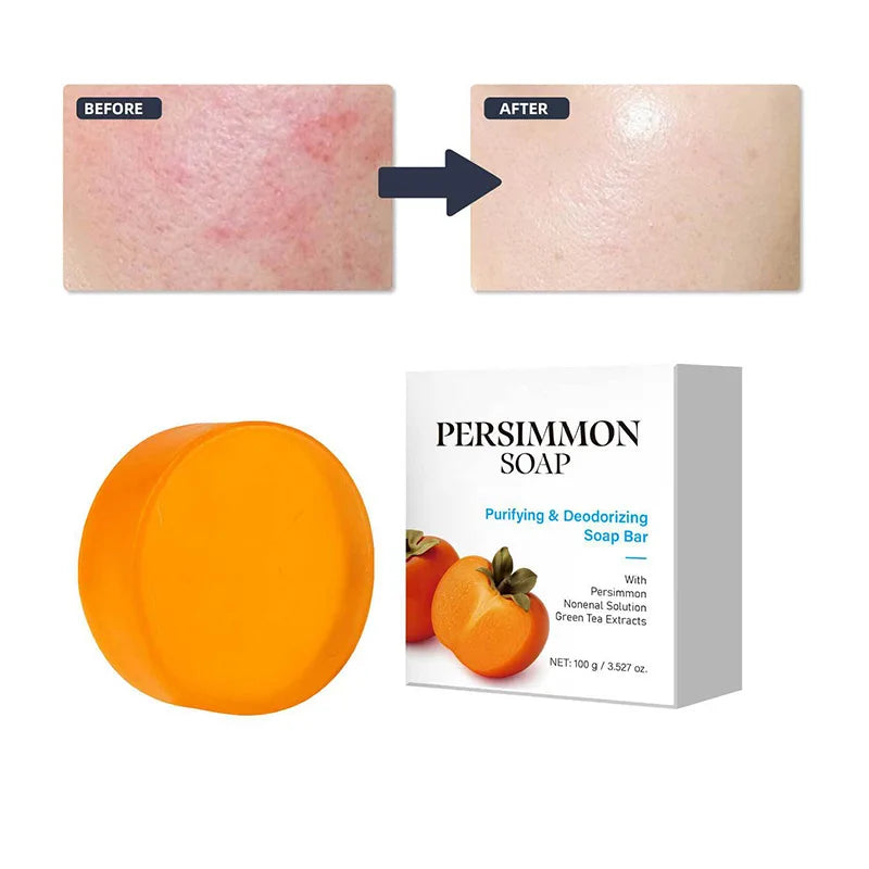 Japanese Persimmon Soap Bar,Body Purifying Deodorizing Natural Mild Soap Bar with Green Tea Extracts,Gentle on All Skin Types