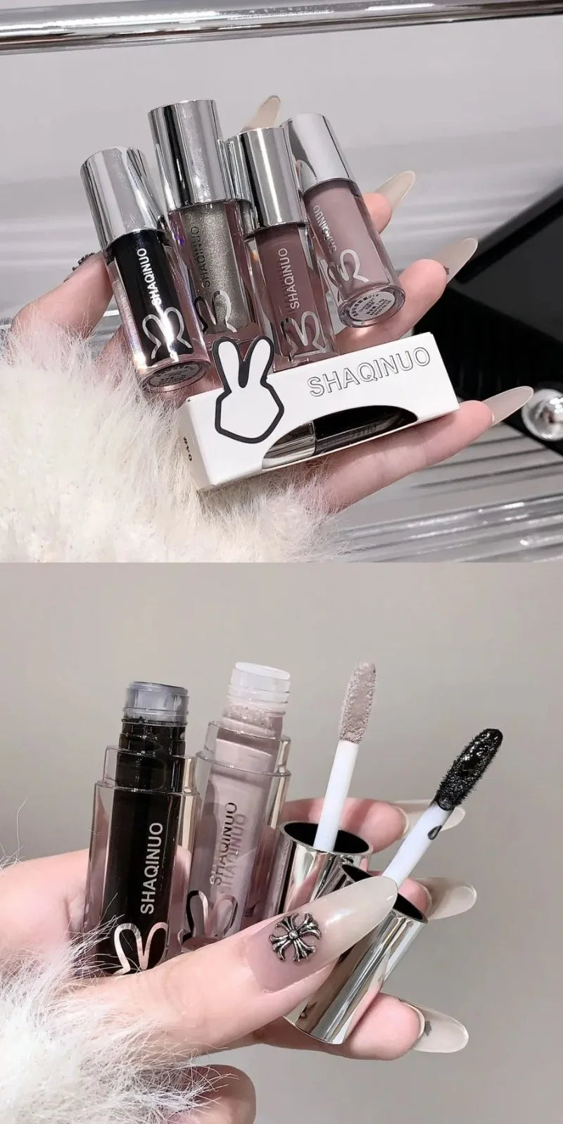 Black Gothic Lip Gloss Mirror Moist Matte Gothic Pure Black Silver Fine Flash Lip Glazed Low Saturation Lasting Lip Tint Makeup