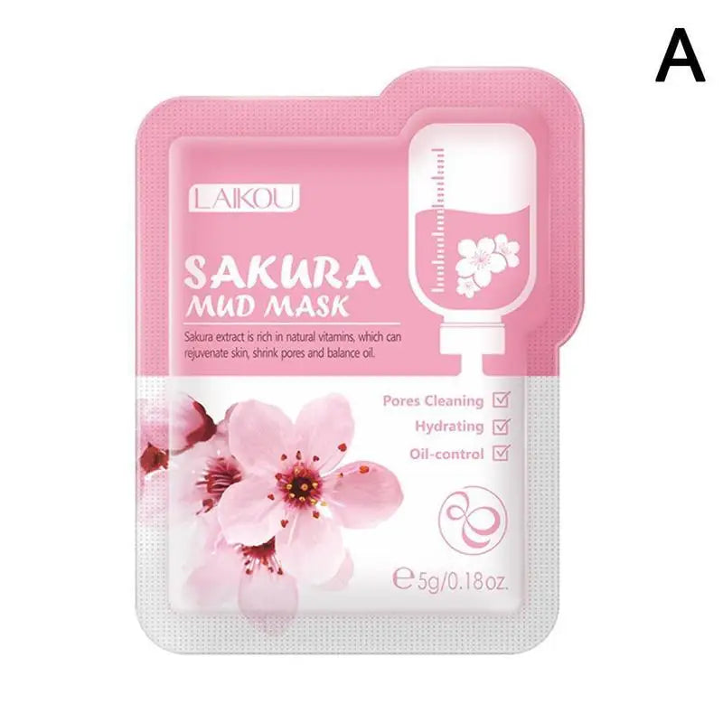 Japan Sakura Mud Face Mask Deep Cleansing Remove Blackheads Oil-Control Clay Mask Moisturizing Deep Cleansing Facial Skin Care
