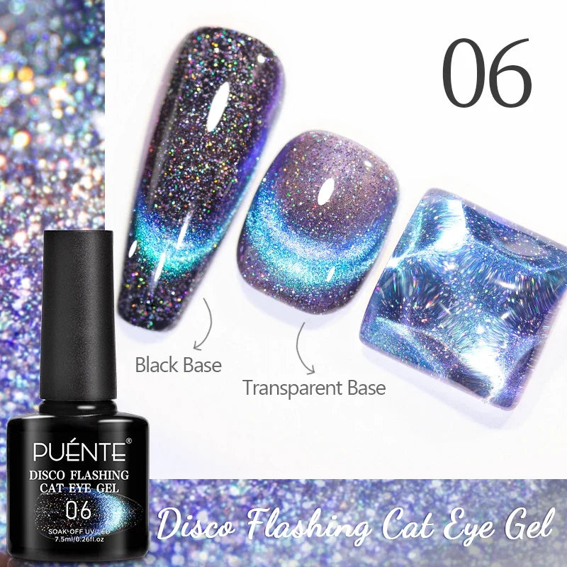 7.5ML Aurora Starlit Cat Eye Gel Nail Polish Rainbow Glitter Galaxy Cat Magnetic Nail Art Gel Soak Off UV Semi-Permanent Varnish