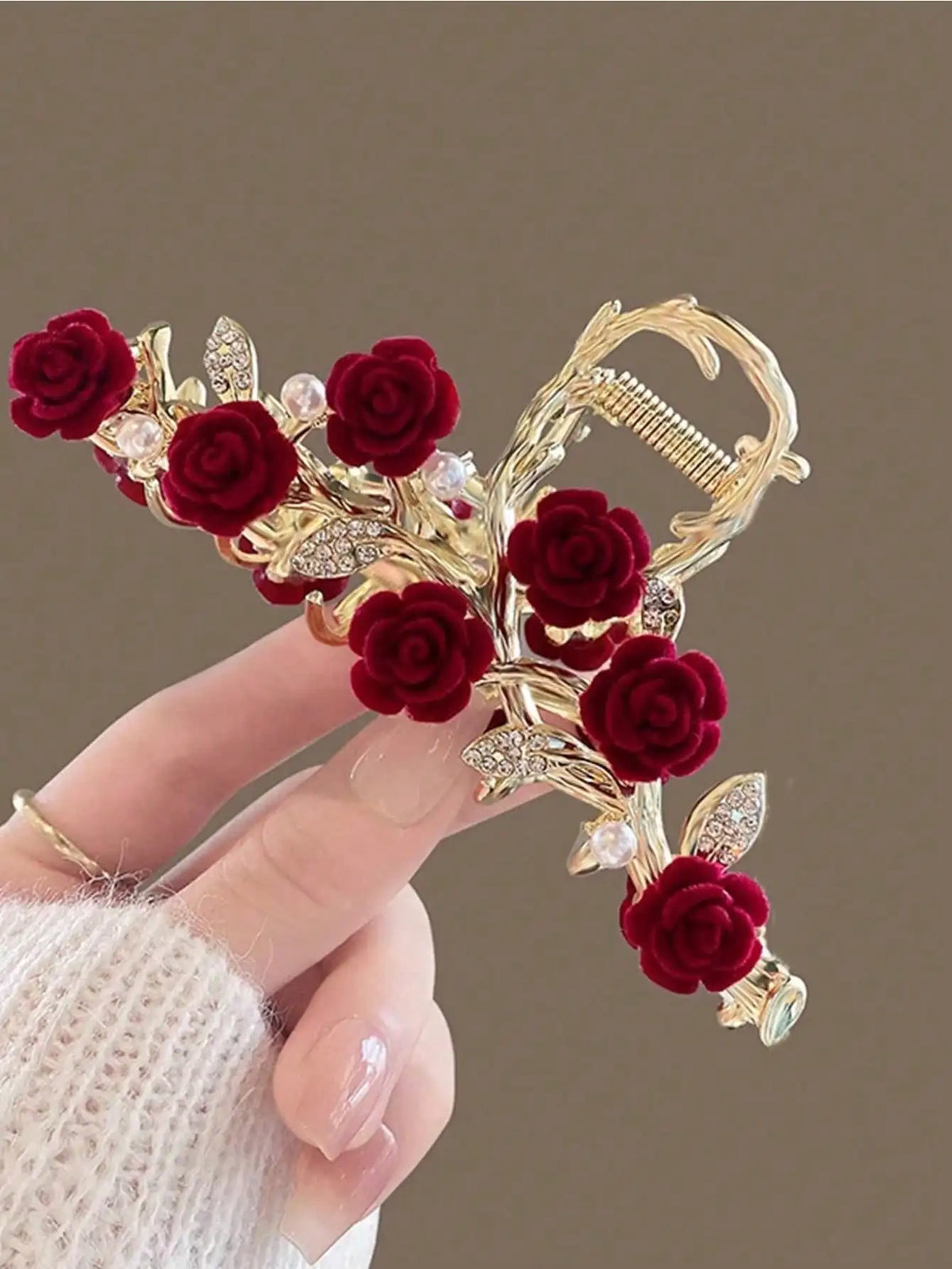 Fashion Antique Roses Hair Claw Clip for Women Stylish Hair Accessory