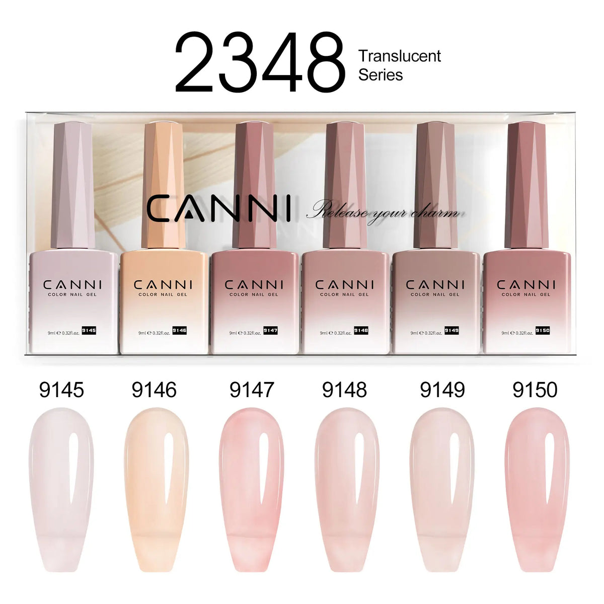 6pcs/kit CANNI Gel Nail Polish TPO FREE Nails Semi Transparent Jelly Pink Collection Soak Off UV LED Gel Diamond Top Coat Set