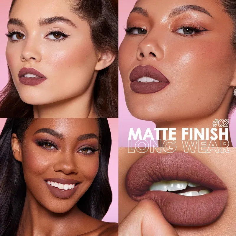 14-color Waterproof Non-stick Cup Round Tube Black Gradually Matte Lip Gloss Lipstick Long-lasting Lip Lipstick Cosmetics