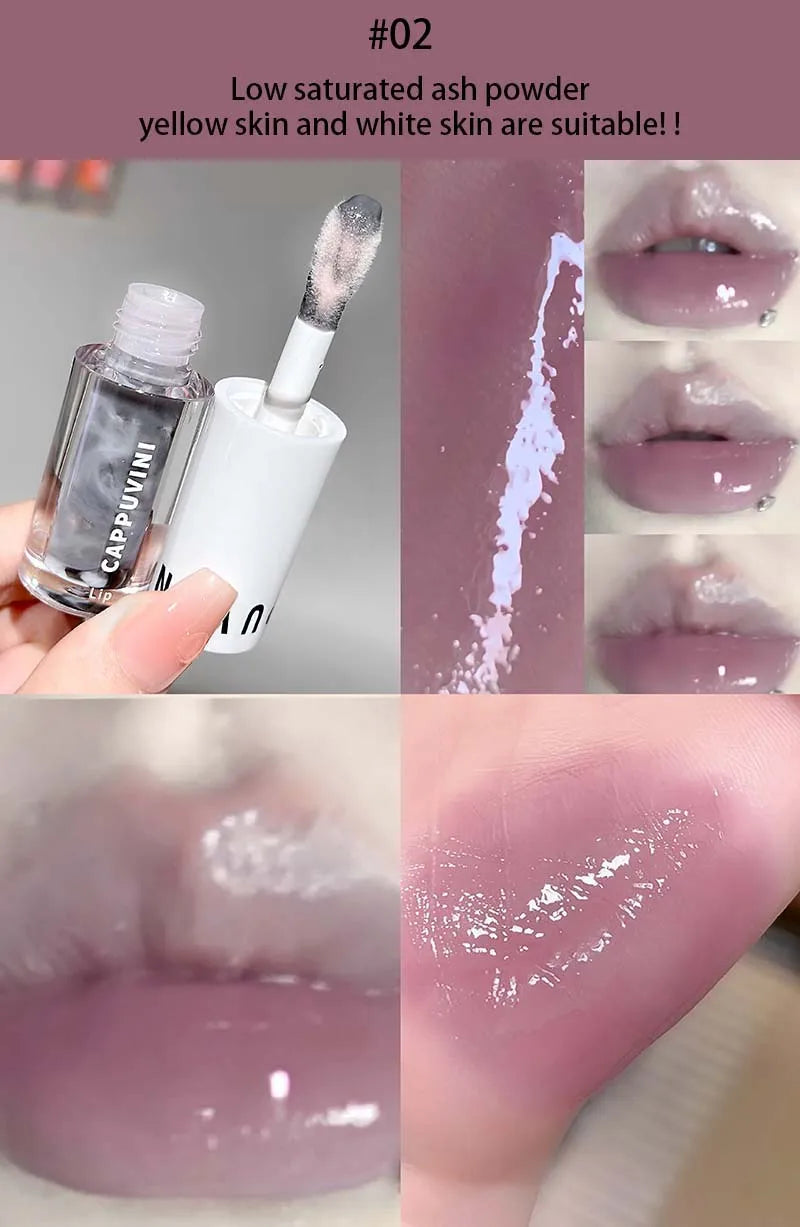Clear Grey Purple Lip Gloss Temperature Changing Waterlight Mirror Lip Glaze Crystal Tint Plumper Moisturizing Lip Oil Makeup