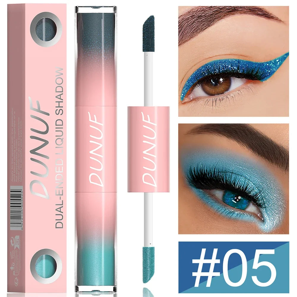 Double-head Punk Metallic Liquid Eyeshadow Stick Dark Glitter Matte Sequins Bicolor Shimmer Eyes Makeup Cream Pencil Waterproof
