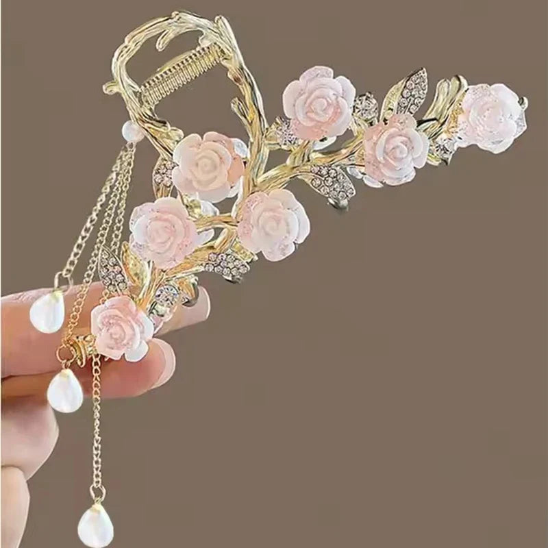 Fashion Antique Roses Hair Claw Clip for Women Stylish Hair Accessory