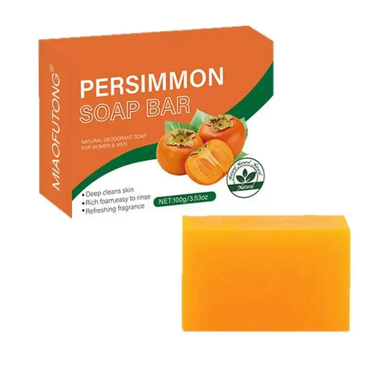 100/200G Persimmon Soap Bar for Body Odor Removal, Handmade Persimmon Green Tea Soap for Face and Body Wash Gentle Deodorant Bar