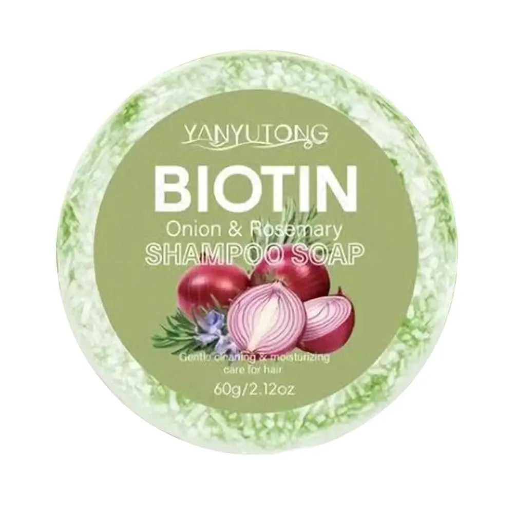 60g Onion and Biotin Shampoo Soap for All Hair Types Moisturizing Smoothing Rosemary Camellias Extract Hair Care