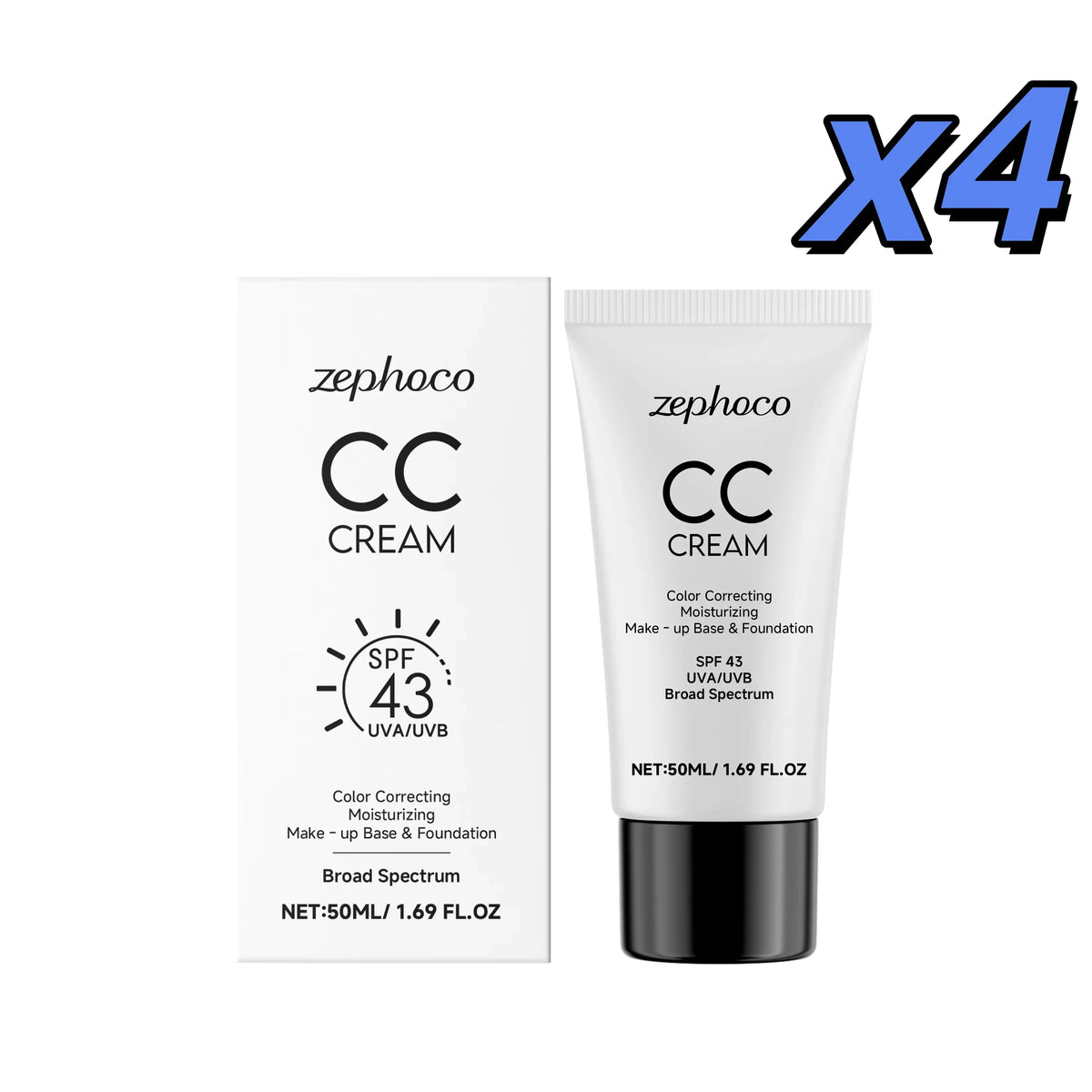 CC Cream Hydrating Foundation Liquid Spf43 Even Skin Tone Brightening Lightweight Moisturizer Long-Lasting Natural Finish Makeup