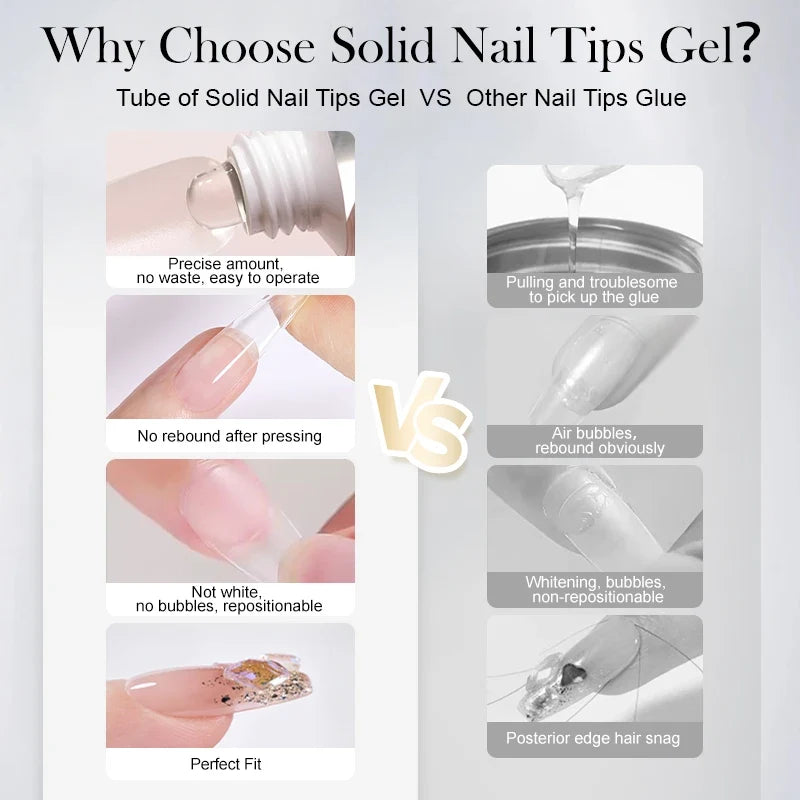 BORN PRETTY Solid Nail Glue Gel for False Nail Tips Extension3D Shaping Sculpting Carving Flower Glue for Press On Nails