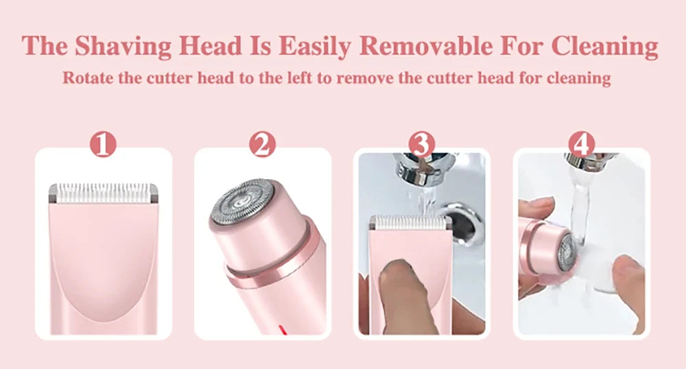 Electric Razors for Women 2 in 1 Electric Shaver for Pubic Hair Trimmer IPX7 Waterproof Wet&Dry Use Bikini Shaver for Body