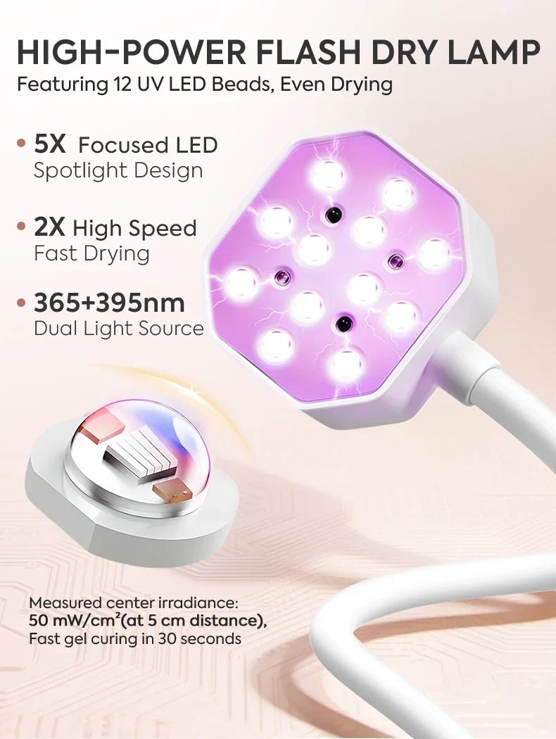 DianaBeauty UV Led Nail Lamp Desktop Rechargeable Nail Dryer with 4 Timer Settings and Auto Sensor Portable UV Light for Nails