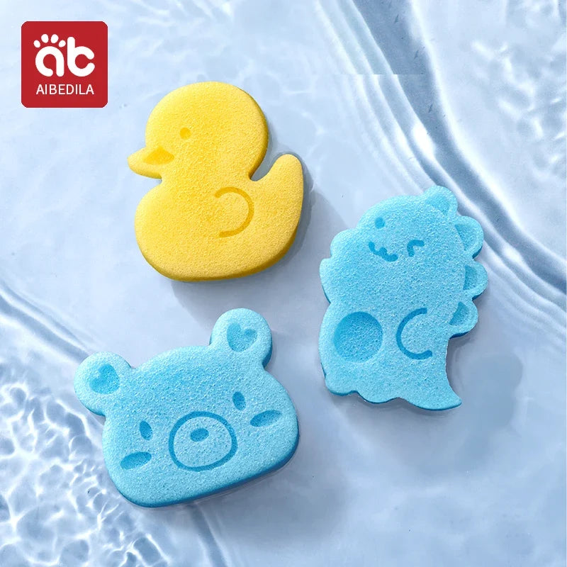 AIBEDILA Baby Duck Shape Bath Sponge Infant Shower Environmental friendly Cotton Scrub Body Bath Brushes Spa Sponge Cleaning