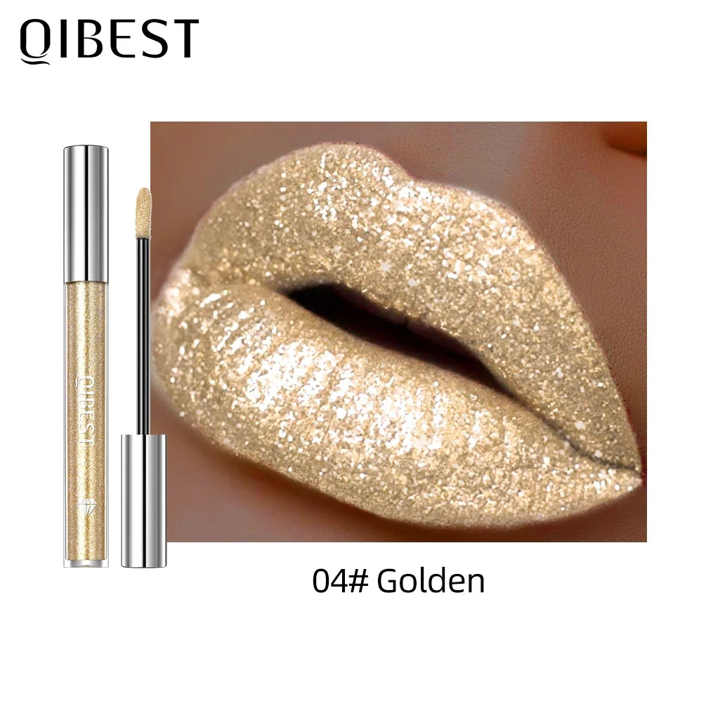 Diamond Glitter Liquid Lipstick Waterproof Long Lasting Pearl Shiny Lip Gloss Metal Charming Lip Glaze Tint Makeup For Women