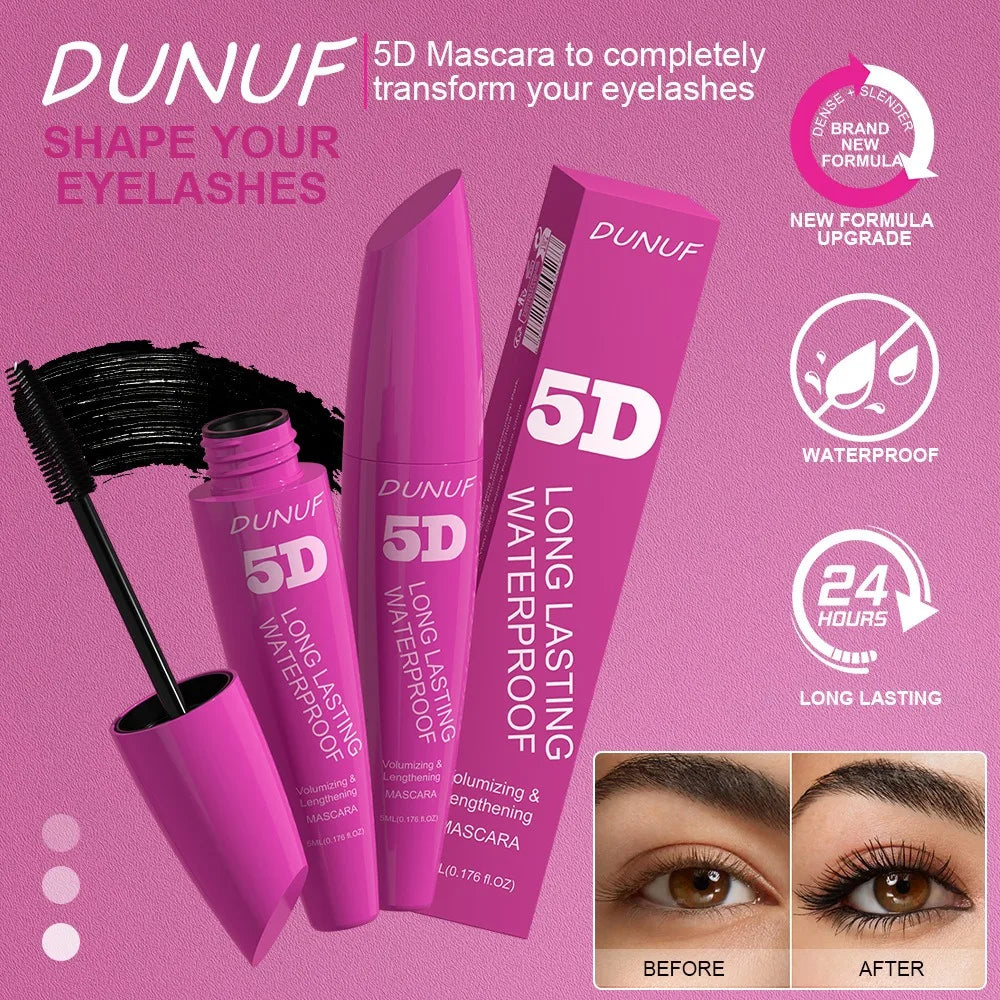 5D Mascara Waterproof Curling Lengthening Eyelash Extension Non-smudging Long-lasting Eyelashes Black Volume Mascara Cosmetics