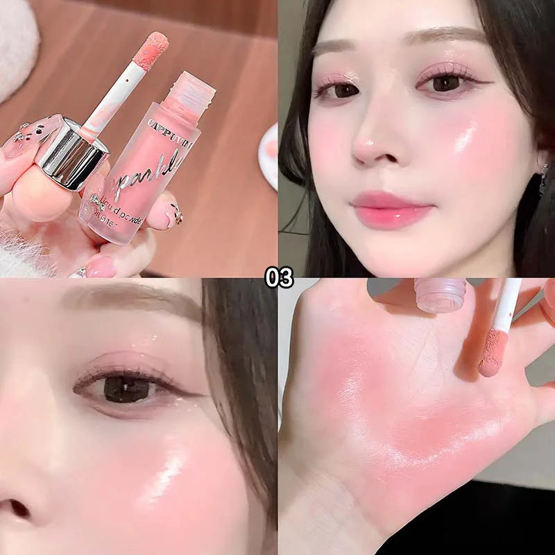 Clear and Water-like Blush Liquid, a Korean-style Sweet Girl's Energetic Blush for Daily Whitening, Naturally Breathable